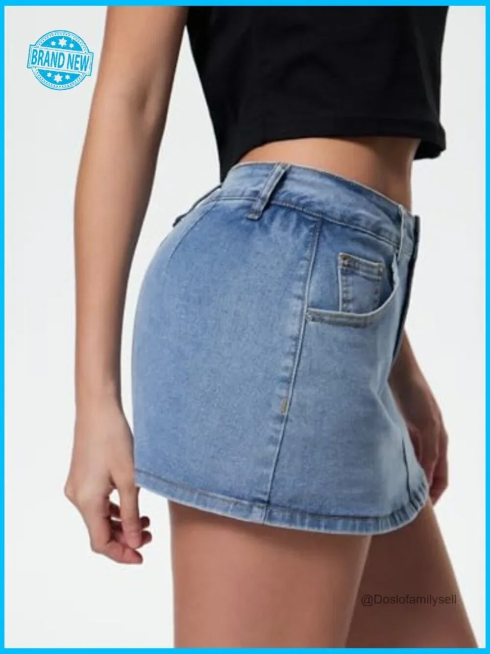 Stretchy Denim Skort Mini Y2K Jean Skirt with Shorts Dressy Casual
